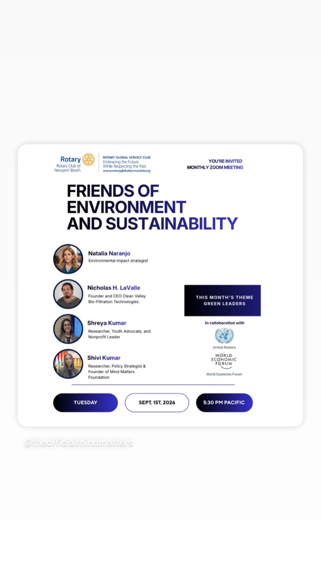 Shivi & Shreya Kumar to Headline Rotary Friends of Environment and Sustainability